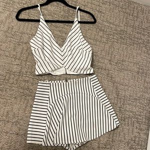 LF Stores black & white stripe two piece set